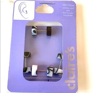Claire's Stainless‎ Steel Post Black & white, NIP
